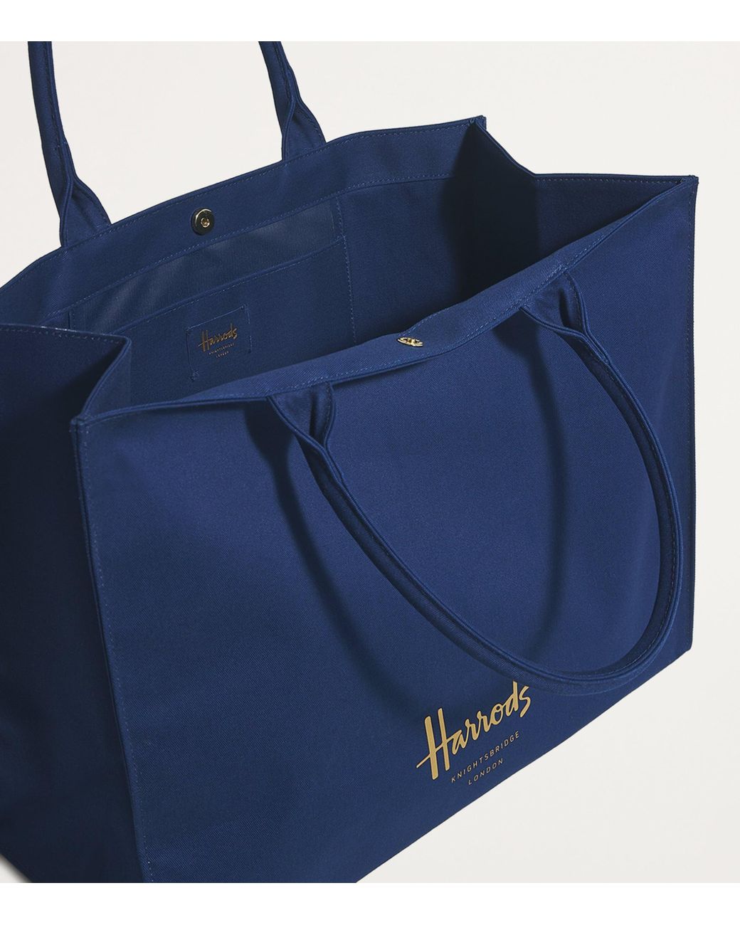 Harrods Blue Large Cotton Logo Tote Bag