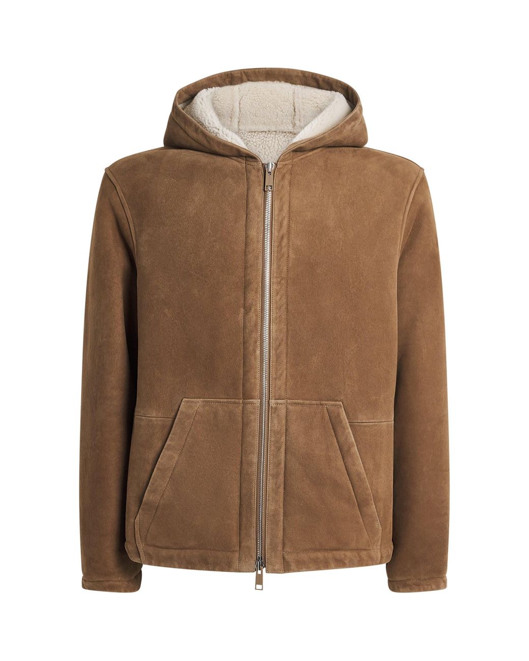 Yves Salomon Brown Shearling Reversible Hooded Jacket for men