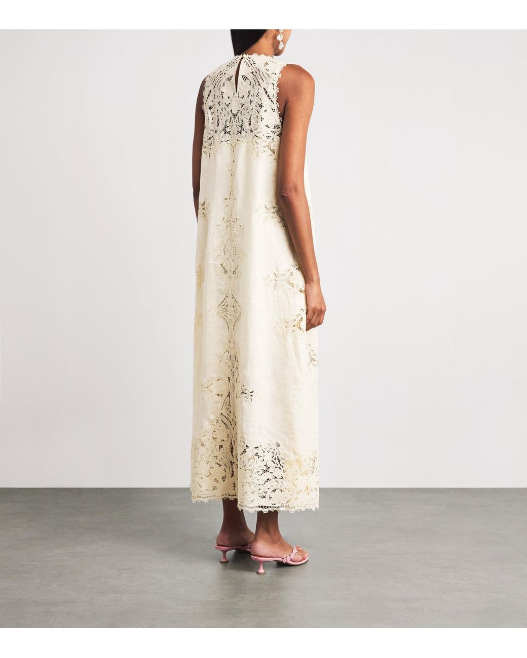 Ulla Johnson White Linen Embroidered Coralite Midi Dress