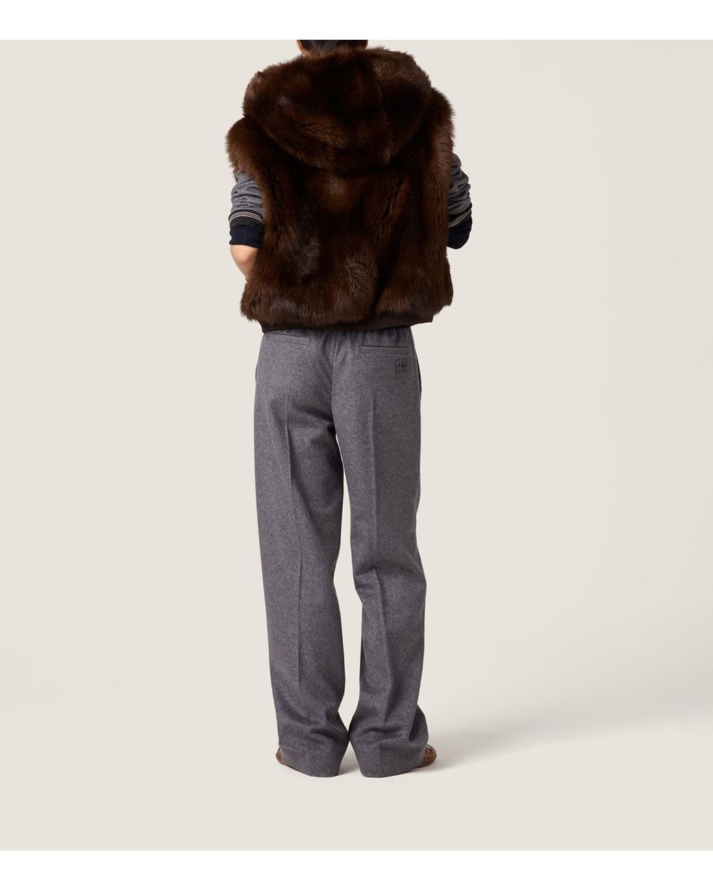 Miu Miu Black Shearling Hooded Gilet