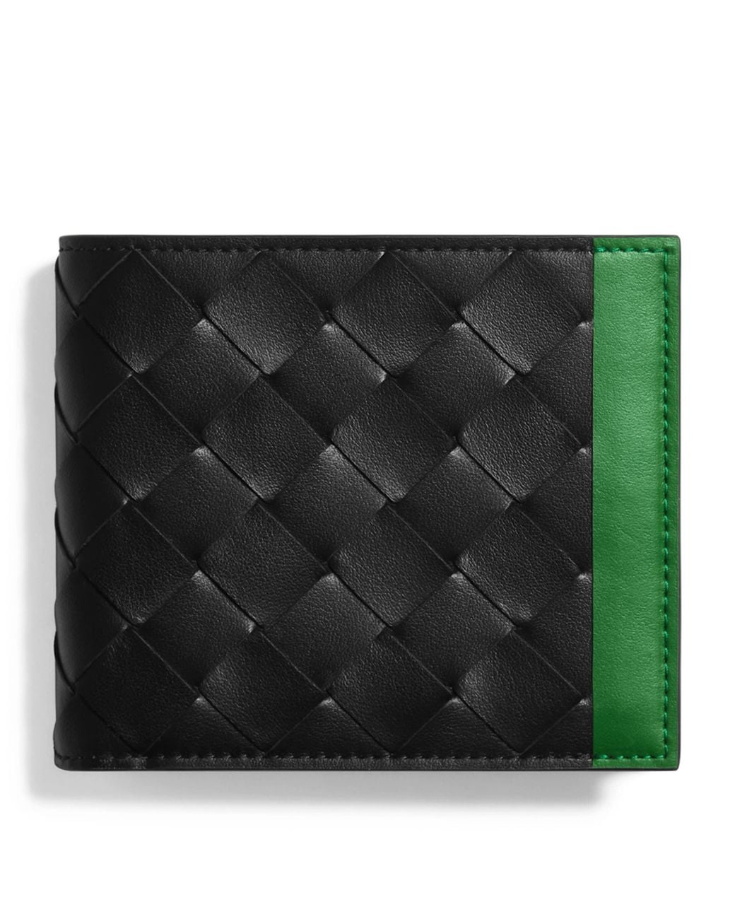 Bottega Veneta Black Leather Intrecciato Bifold Card Holder for men