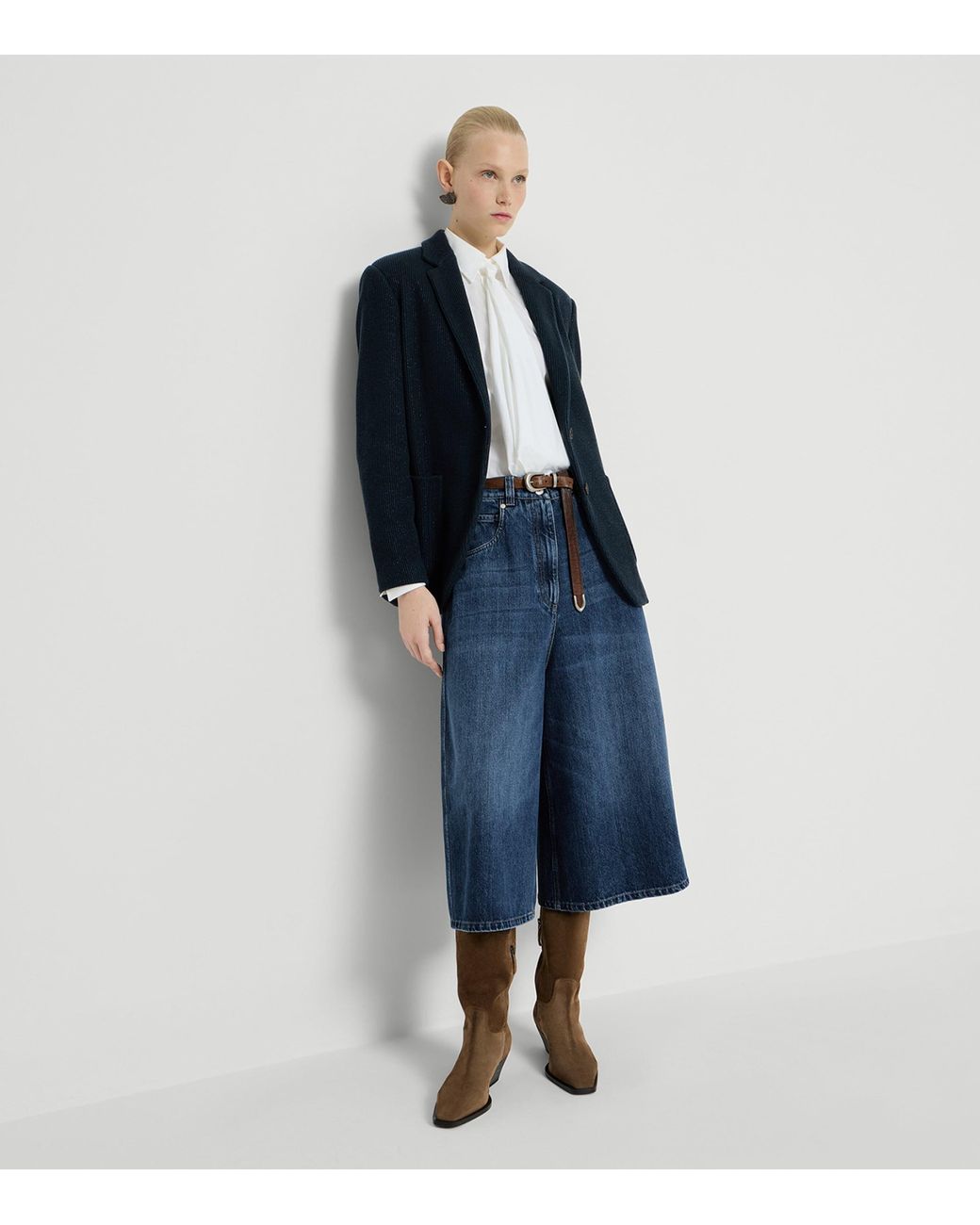 Brunello Cucinelli Blue Denim Cropped Trousers