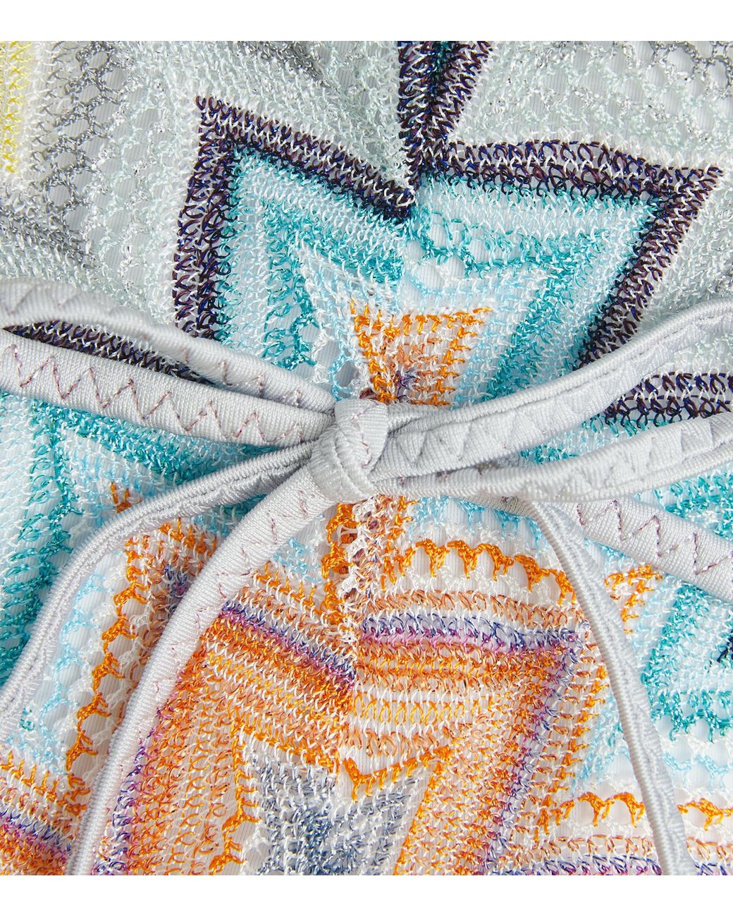 Missoni White Zigzag Plunge Swimsuit