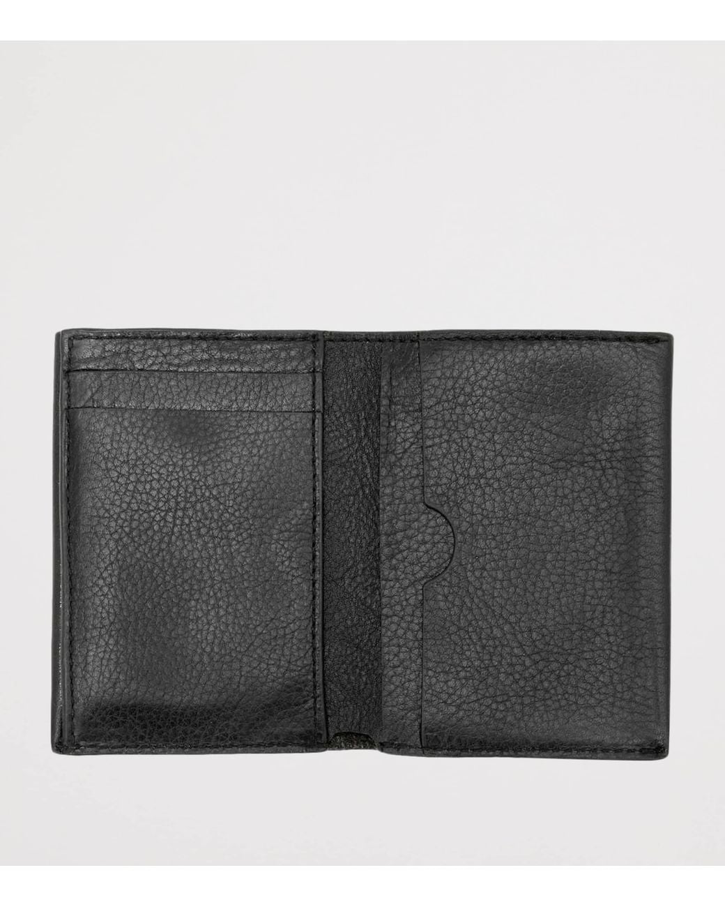 AllSaints Black Leather Axis Bi-Fold Wallet for men