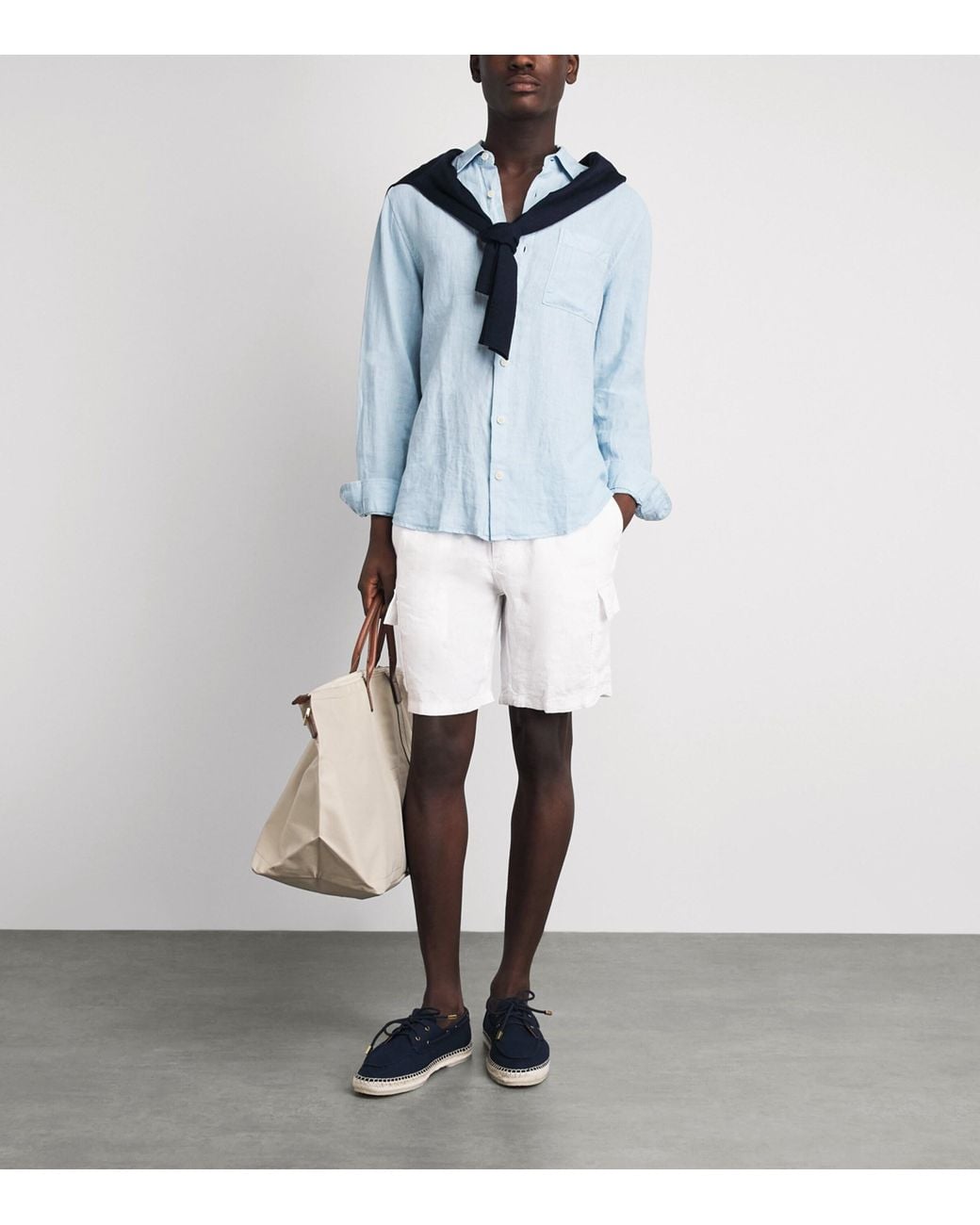 Vilebrequin White Linen Baie Cargo Shorts for men