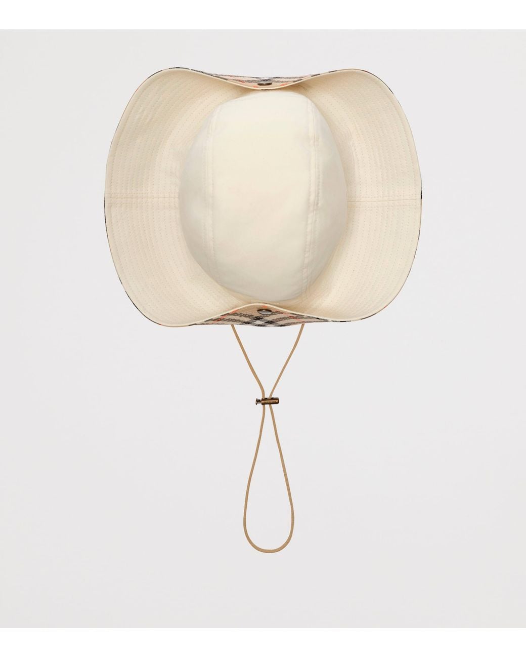 Burberry Natural Cotton Gabardine Tropical Check-Brim Hat for men