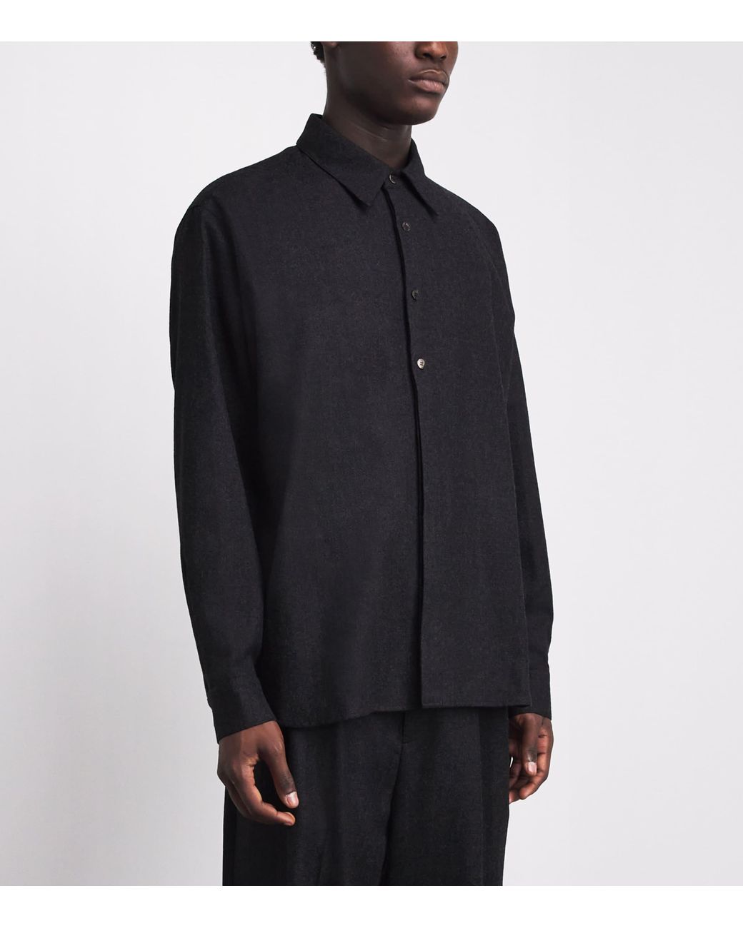 LE17SEPTEMBRE Black Wool Half-Placket Overshirt for men