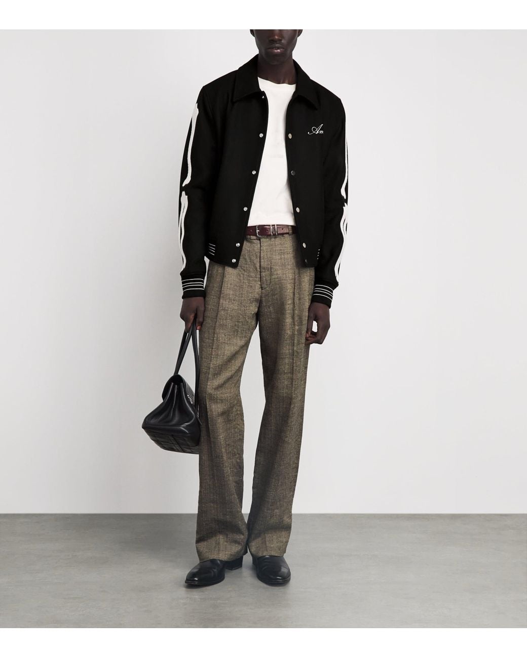 Amiri Black Wool Bones Varsity Jacket for men