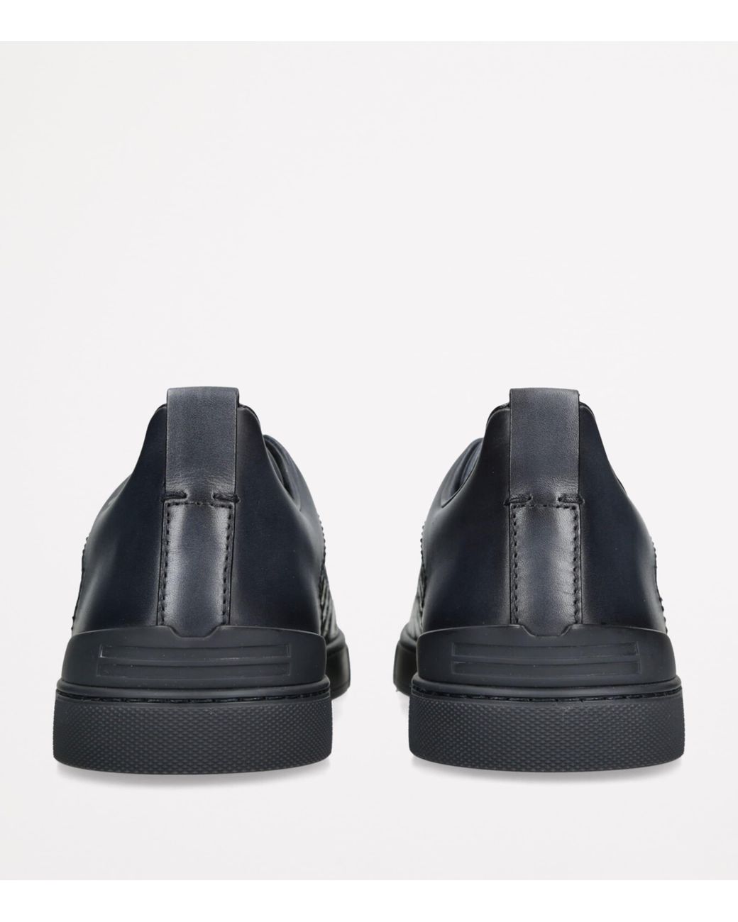 Zegna Blue Crocodile-Panel Triple Stitch Sneakers for men