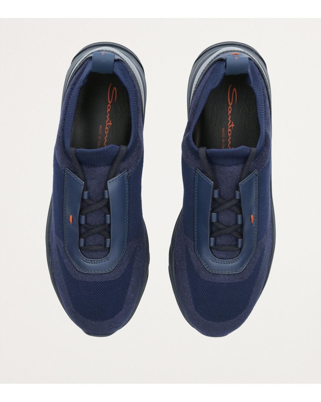 Santoni Blue Technical-Knit Runner Sneakers