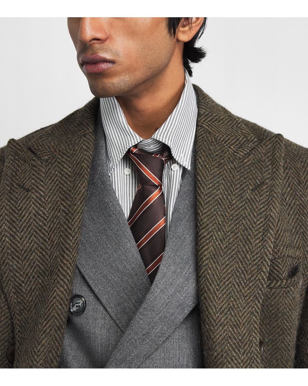 AMI Gray Wool Double-Breasted Blazer for men