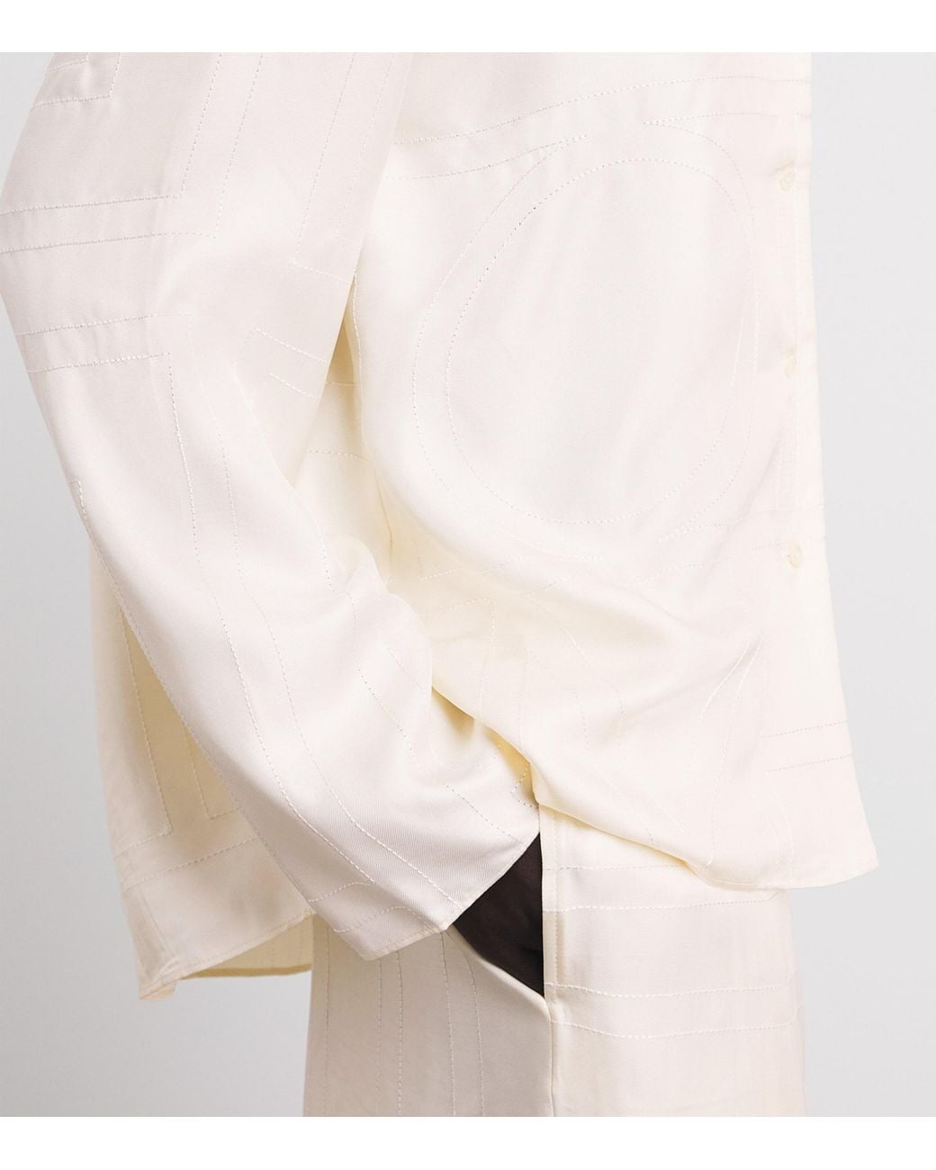 Totême White Silk Embroidered Monogram Shirt