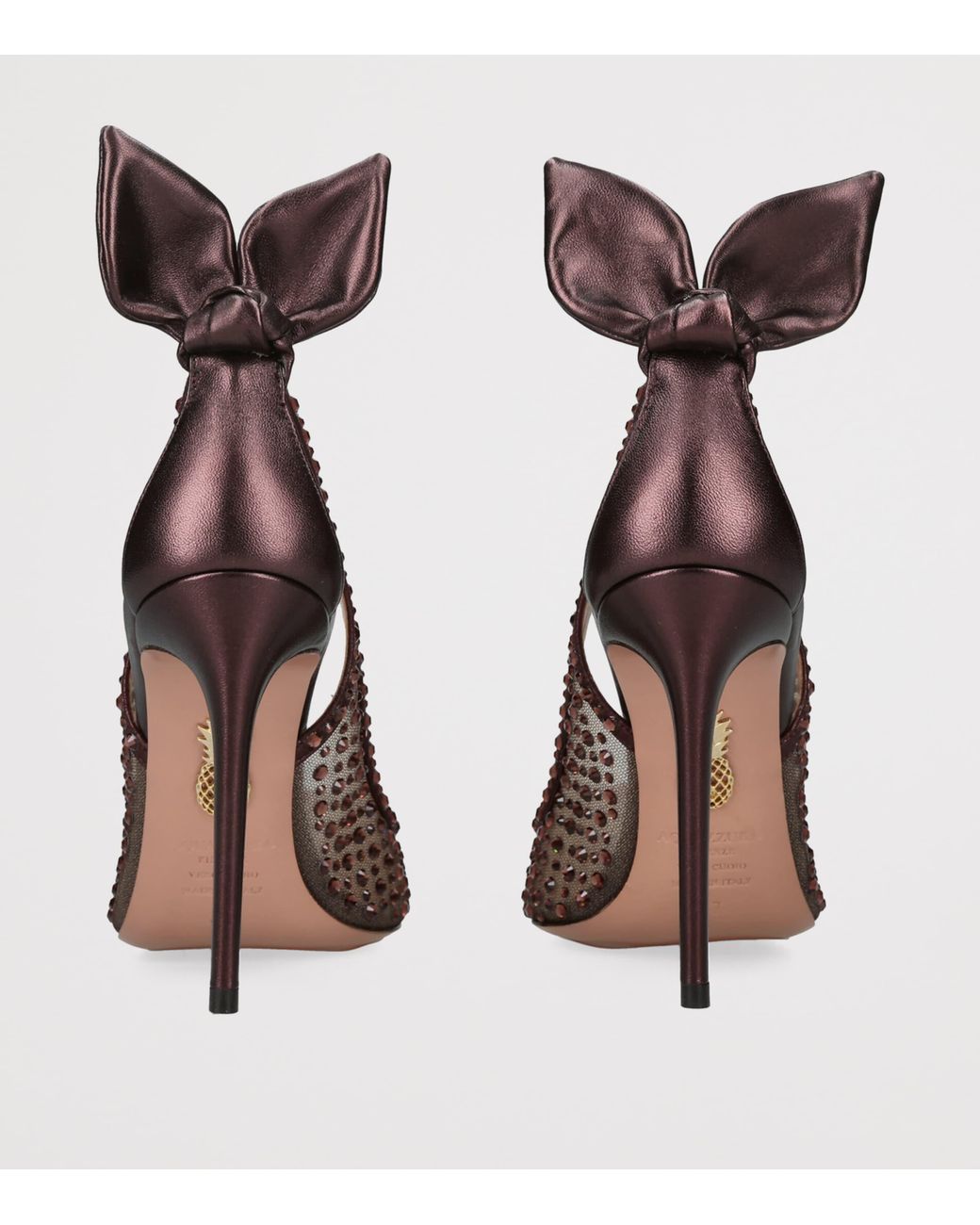 Aquazzura Brown Crystal-Embellished Bow Tie Pumps 105