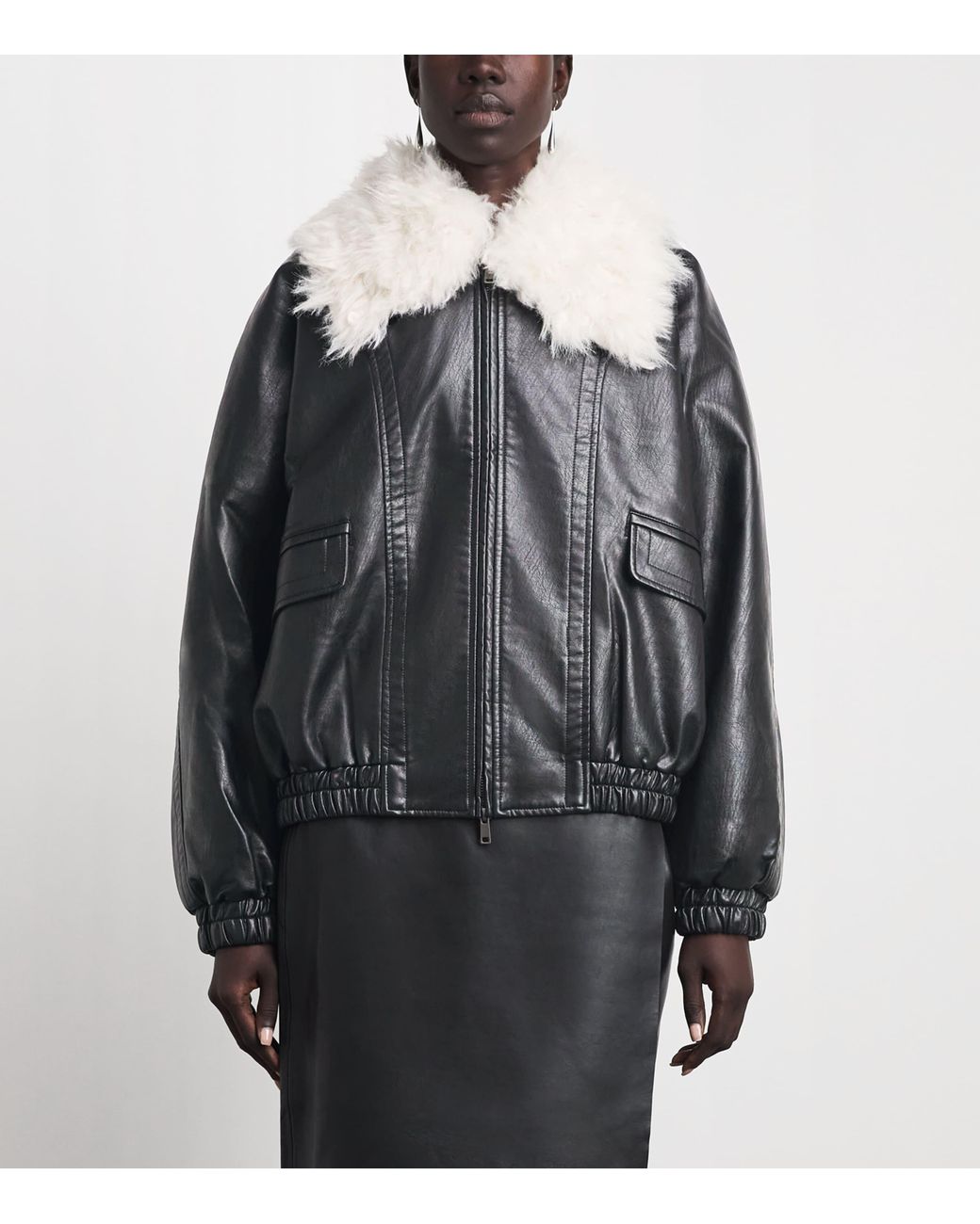 Source Unknown Black Faux Fur-Collar Rioni Bomber Jacket for men