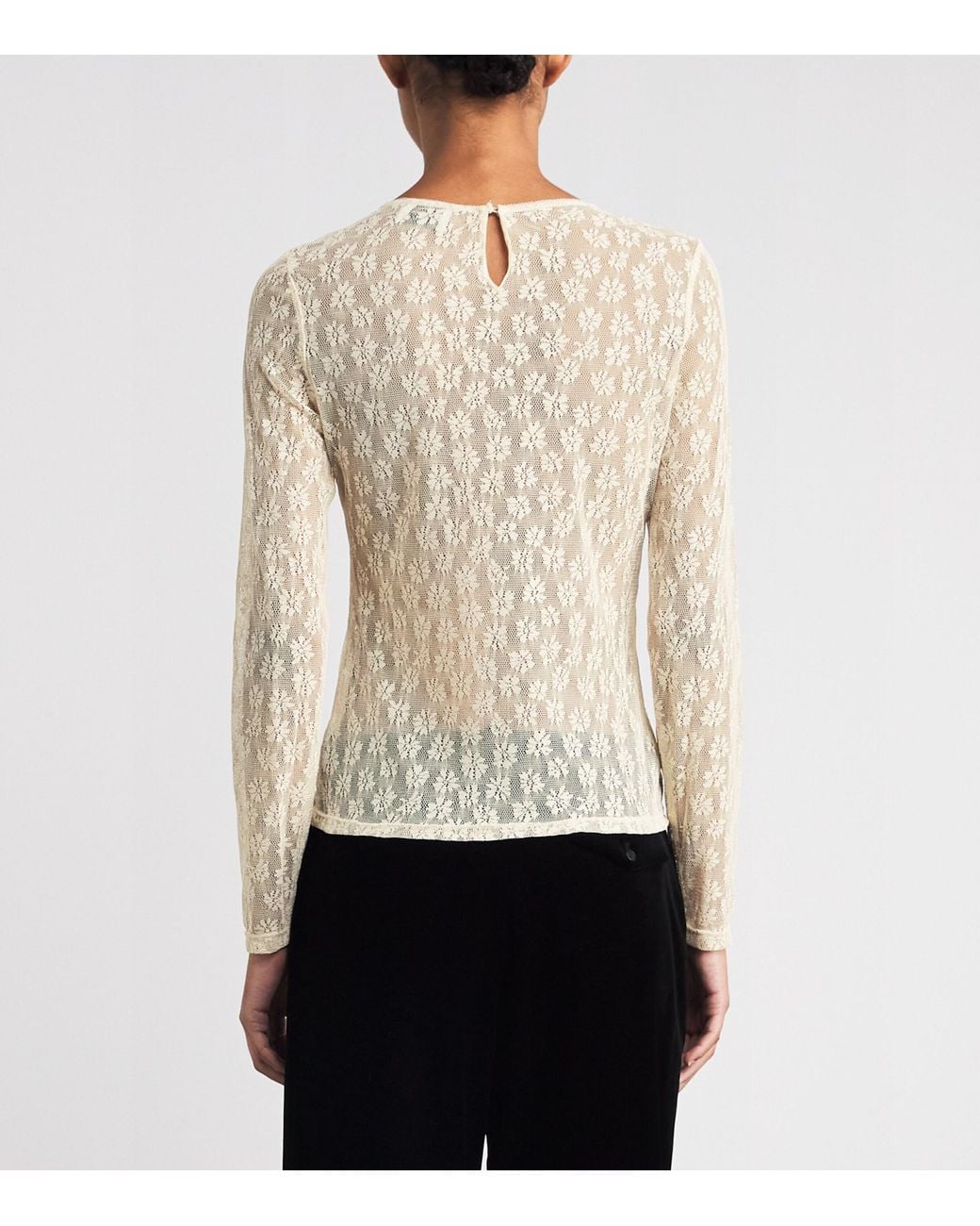Claudie Pierlot Natural Lace Long-Sleeve Top