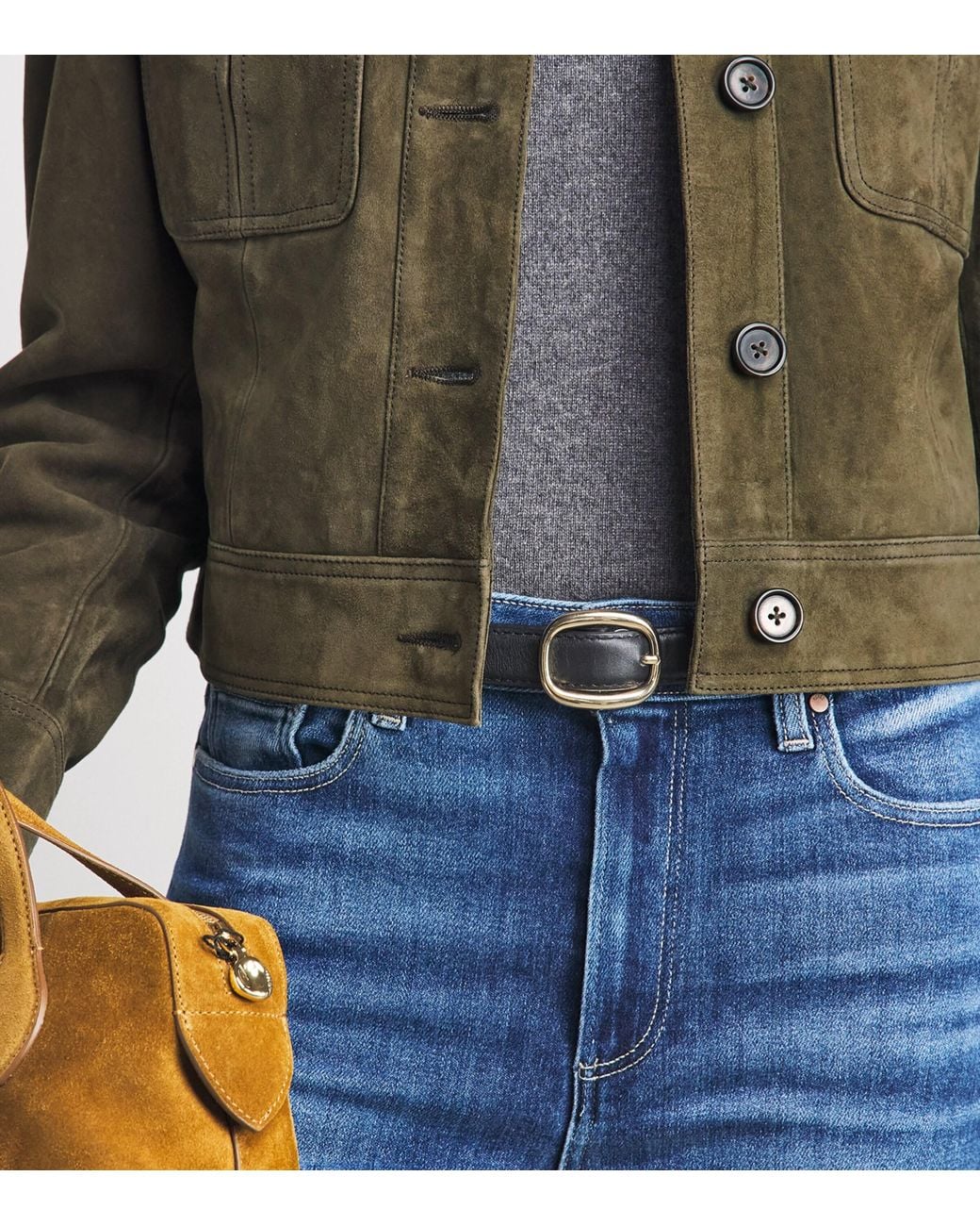 PAIGE Green Feyd Suede Jacket