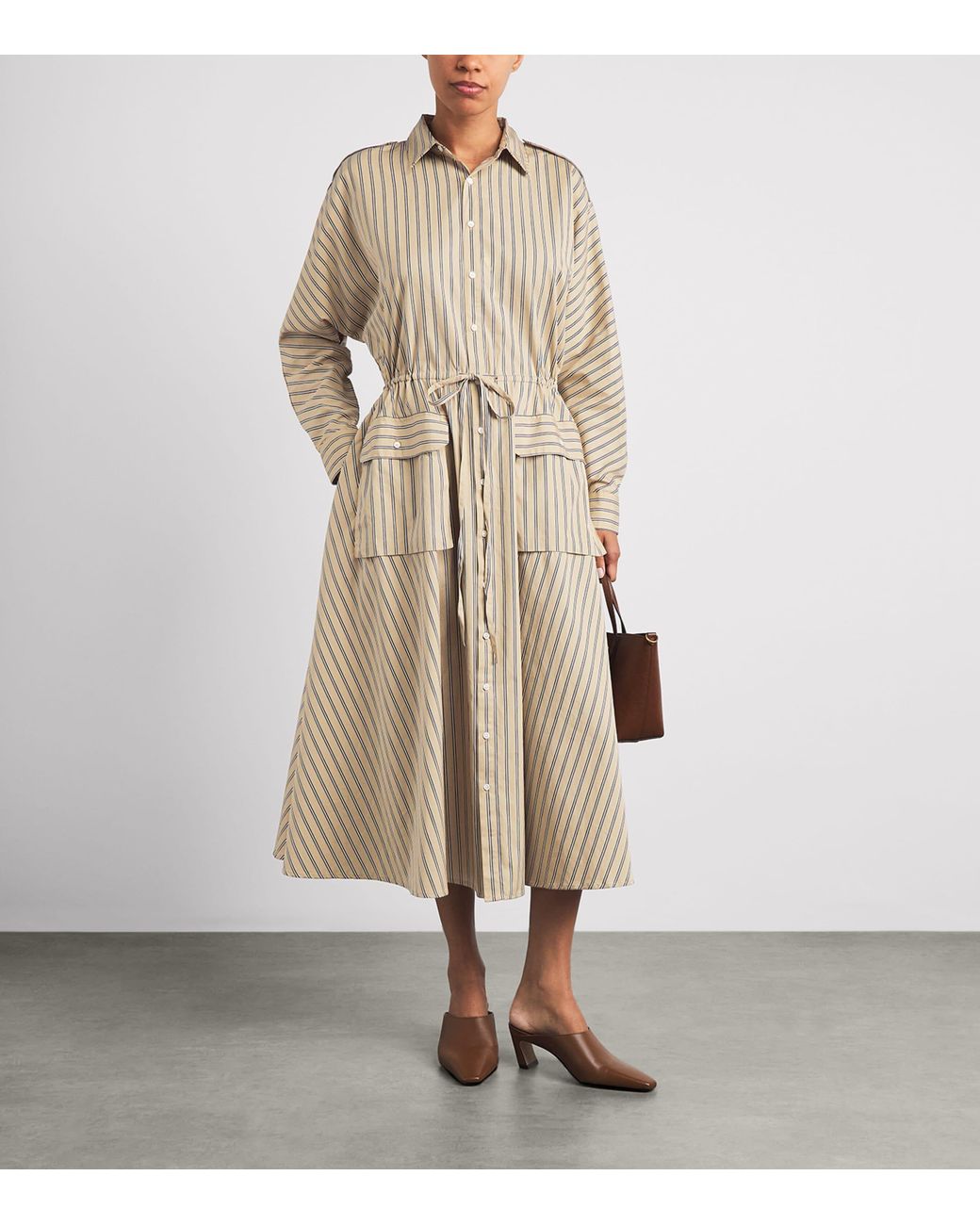 Polo Ralph Lauren Natural Cotton Stripe Midi Shirt Dress