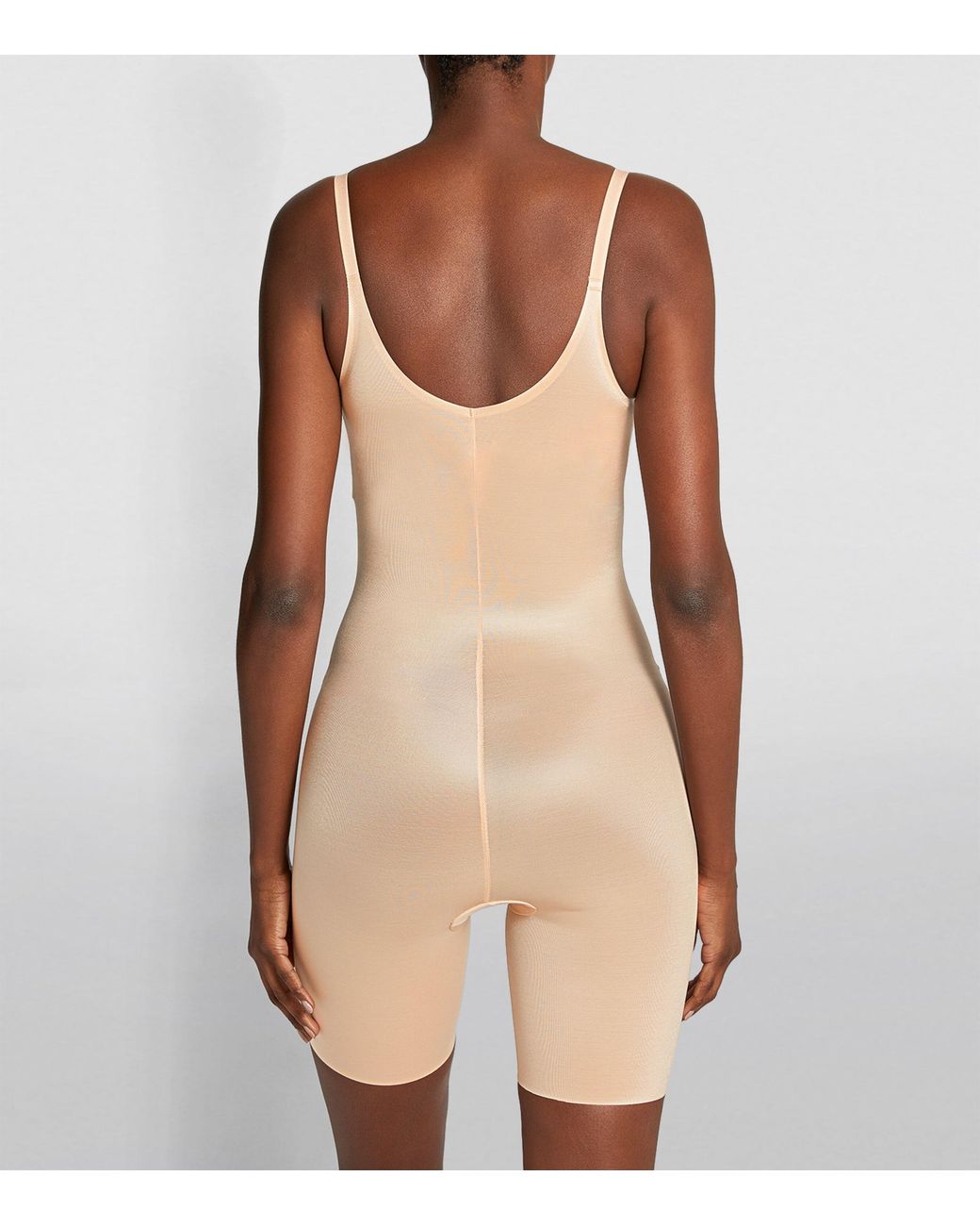 Spanx White Shape Invisible Open-Bust Mid-Thigh Bodysuit