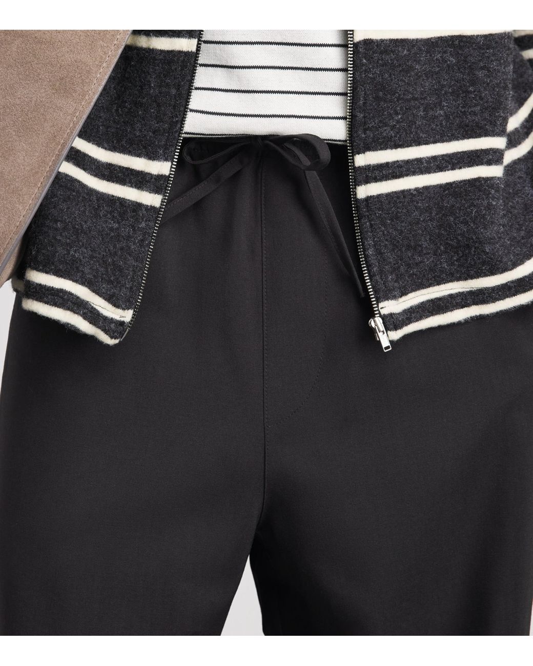 FRAME Black Wool-Blend Pleated Trousers for men