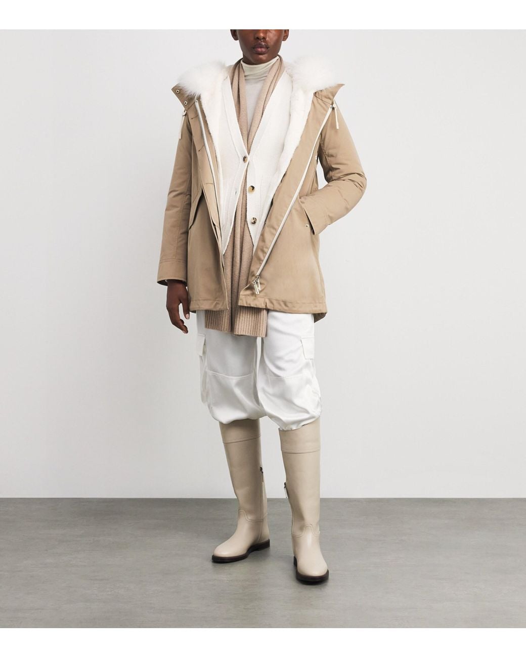Yves Salomon Natural Fox-Rabbit Blended-Cotton Parka