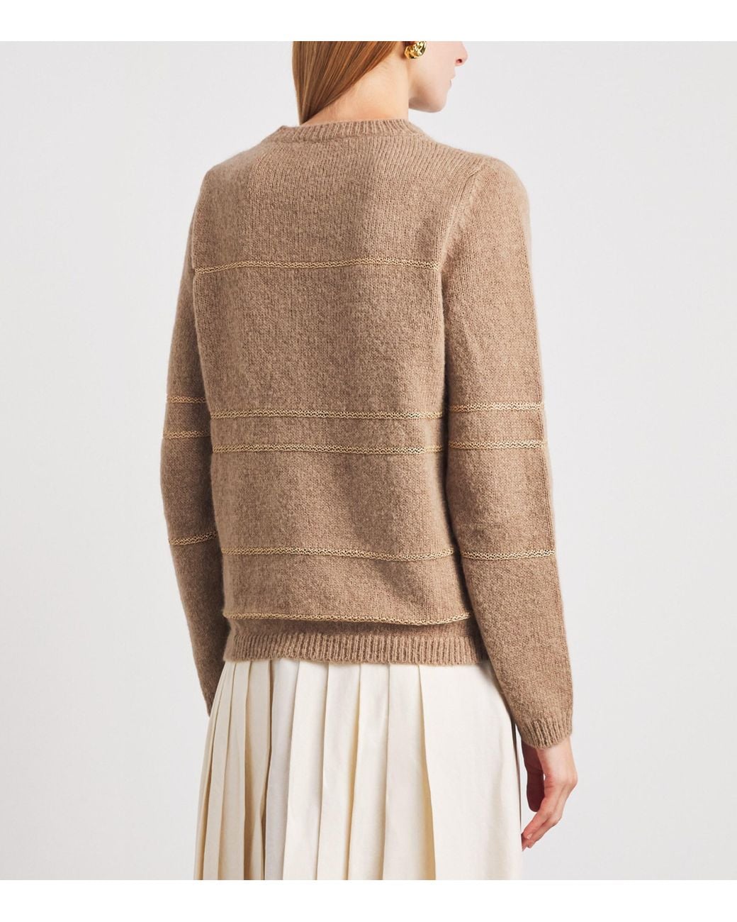 Fabiana Filippi Brown Wool-Blend Jacquard Sweater