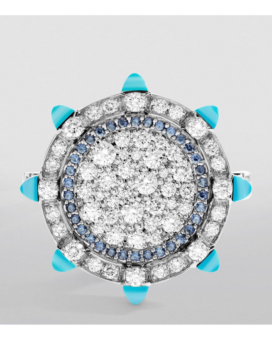 Marli New York Blue Diamond, Sapphire And Chalcedony Tip-Top Statement Ring