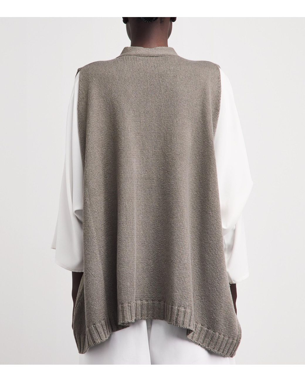 Eskandar Brown Linen-Organic Cotton Sleeveless Cardigan