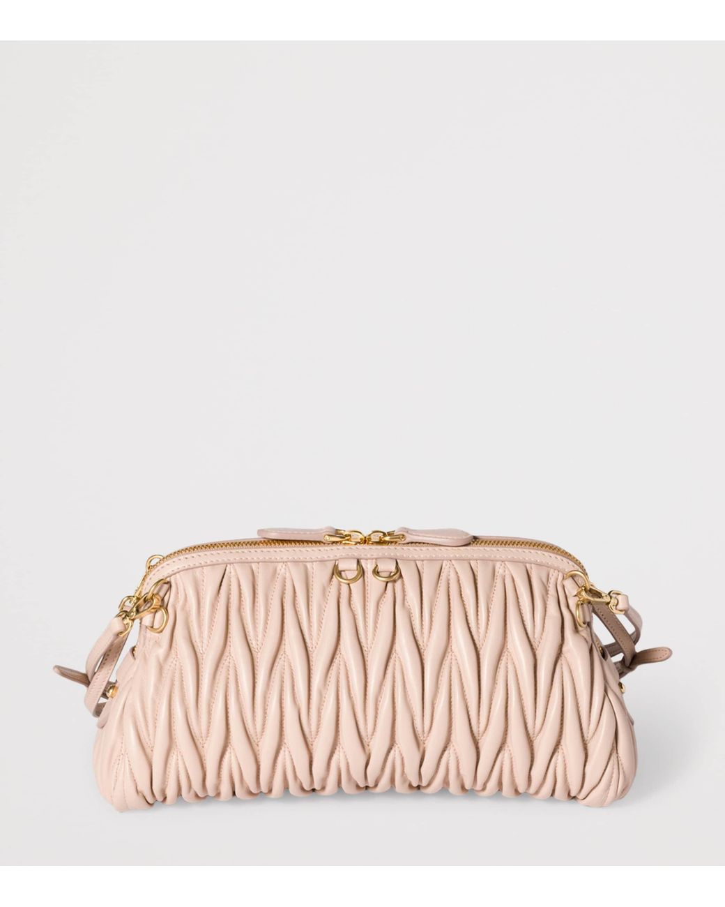 Miu Miu Pink Matelassé Leather Clutch Bag