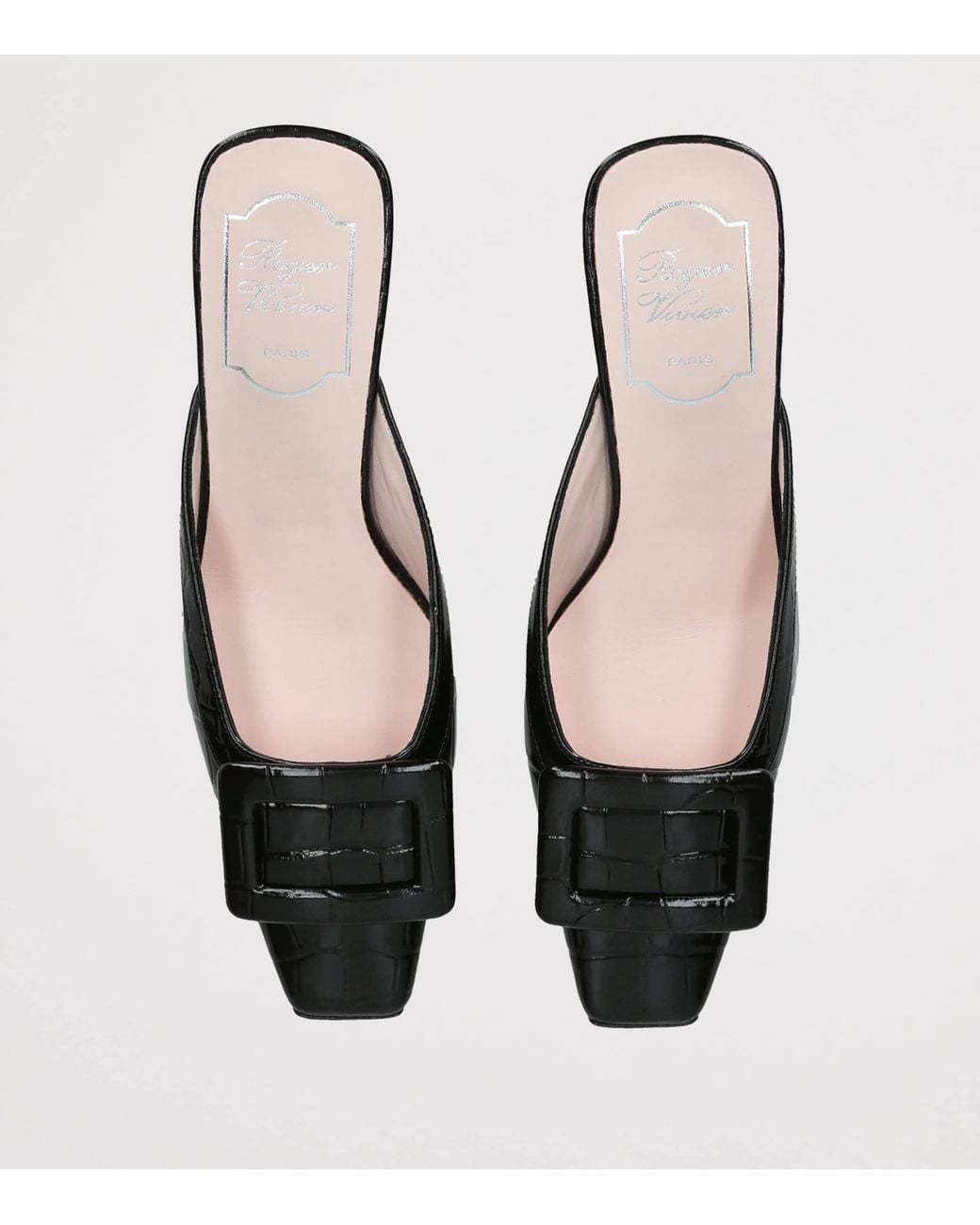 Roger Vivier Black Croc-Embossed Leather Belle Mules 60