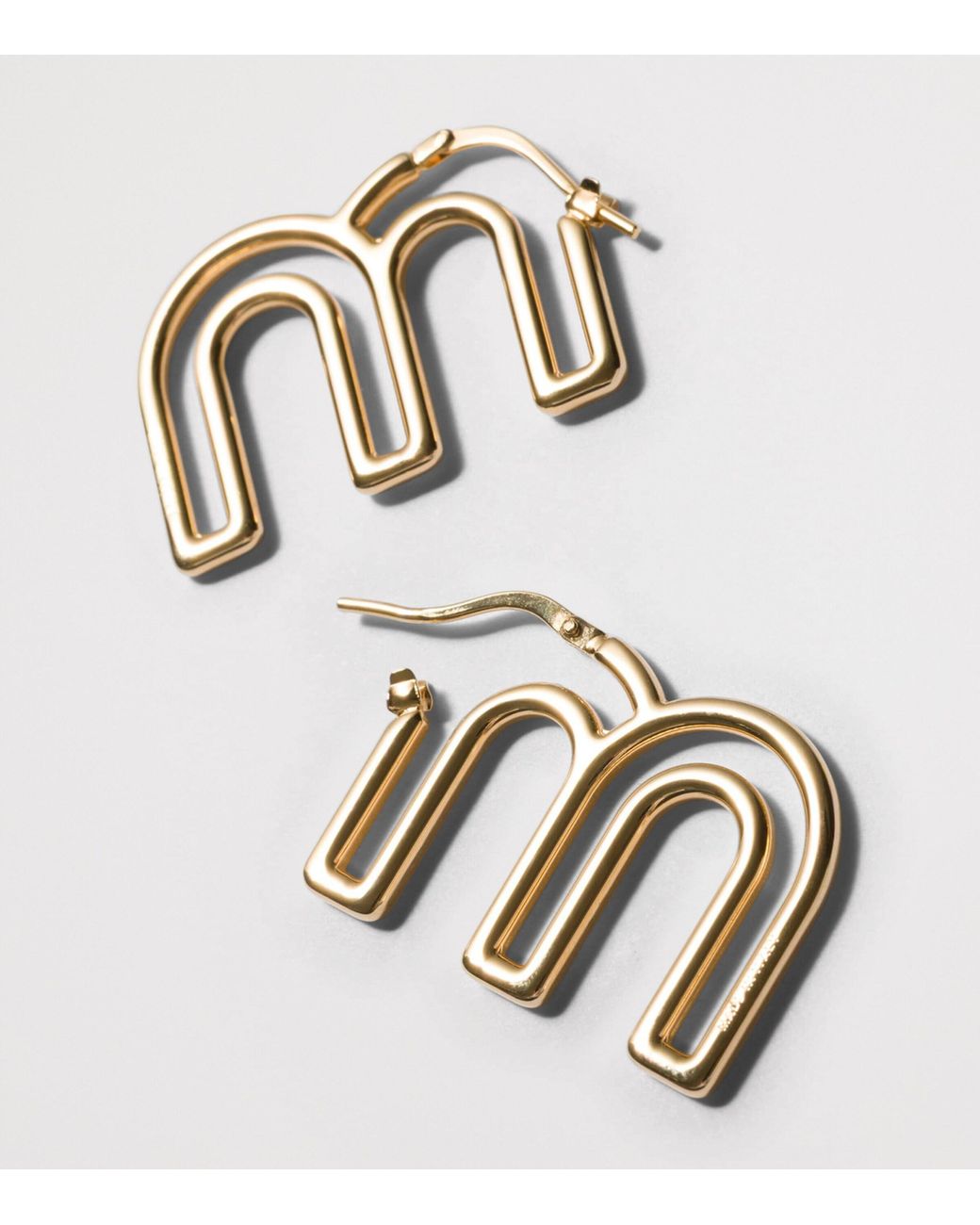 Miu Miu Metallic M Logo Earrings