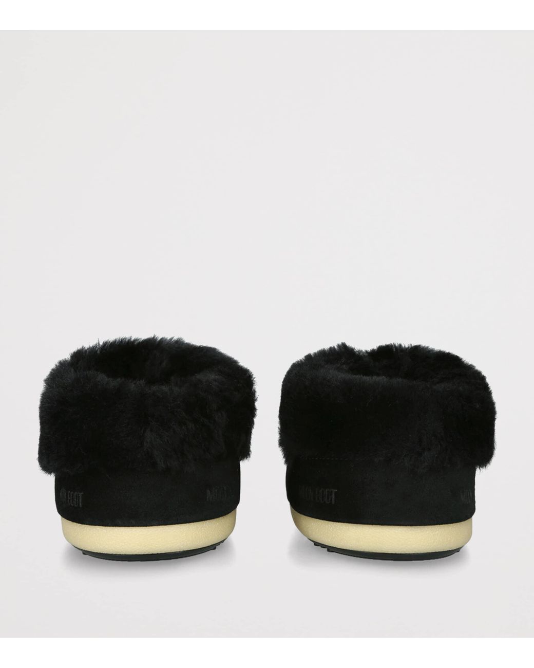 Moon Boot Black Suede Shearling-Trim Evx Mules