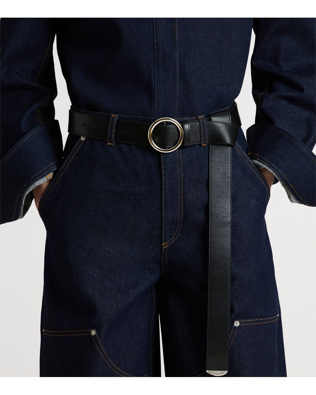 Givenchy Black Leather Hoop-Buckle Belt