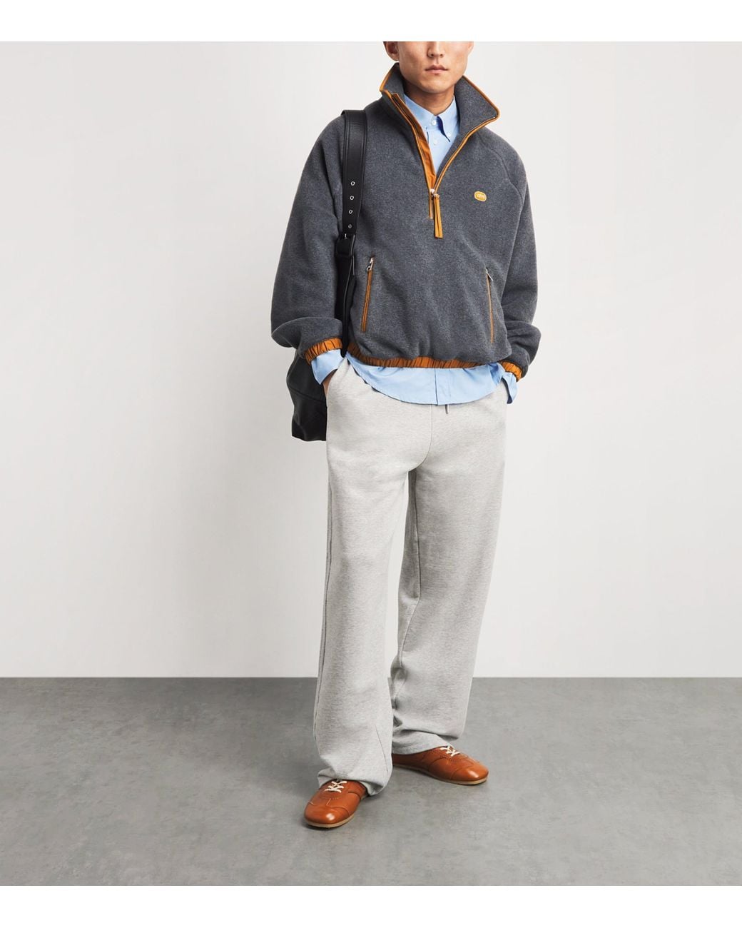 AMI Gray Fleece Half-Zip Sweater for men