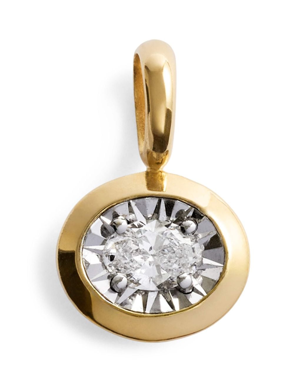 Monica Vinader Metallic Vermeil And Diamond Oval Pendant