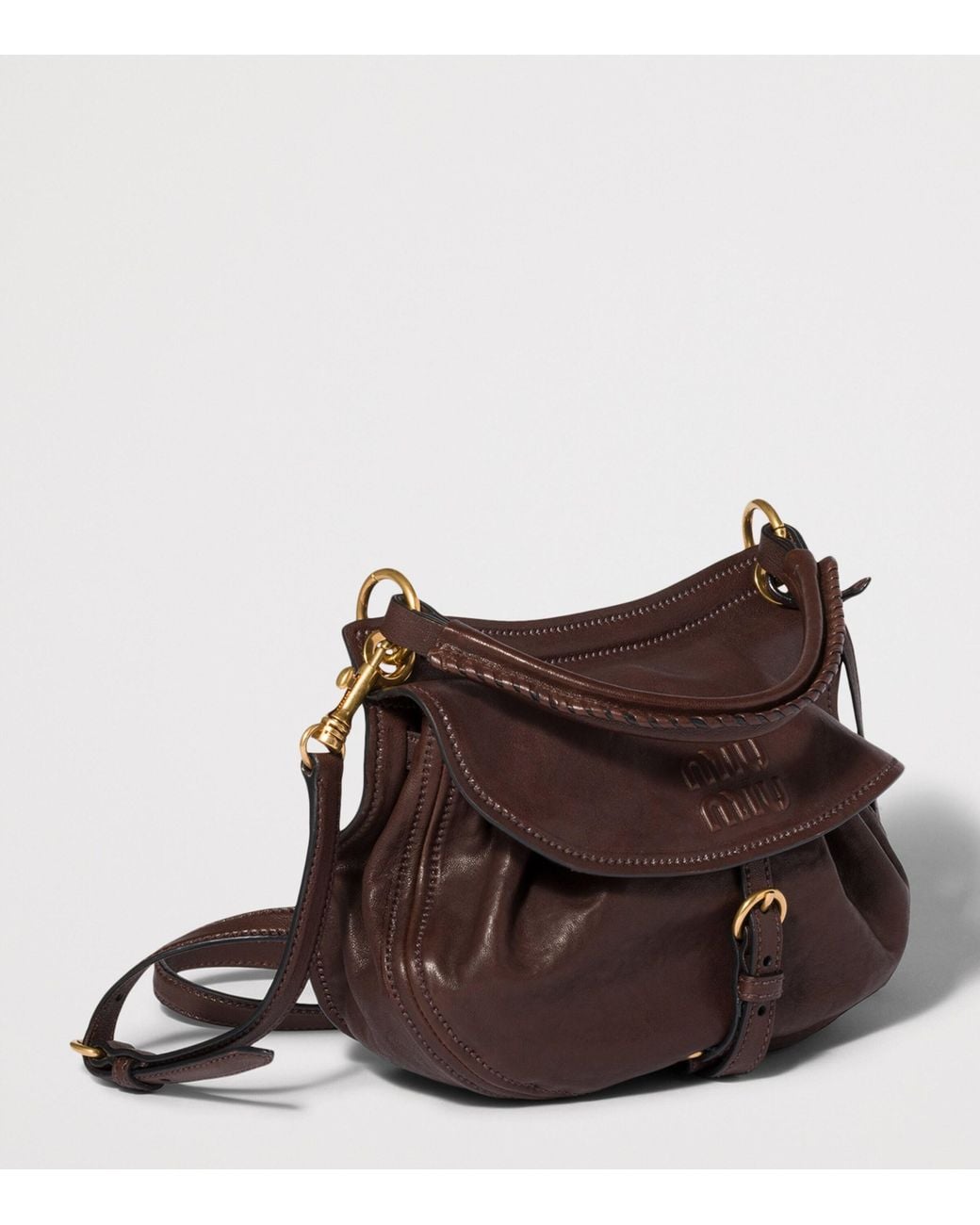 Miu Miu Brown Small Leather Rendez-Vous Shoulder Bag