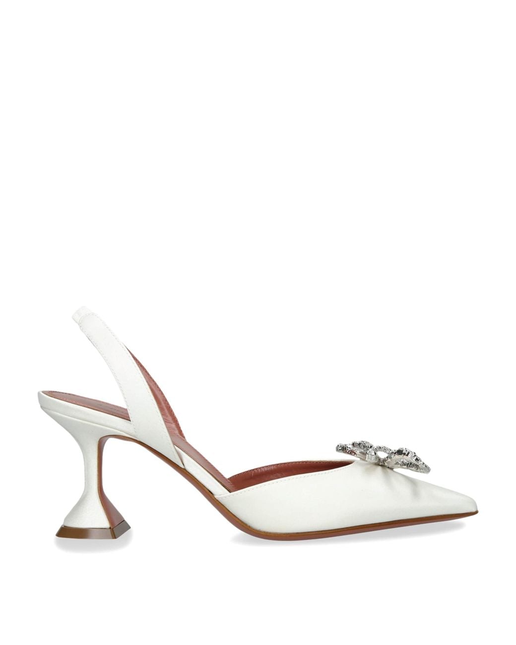 AMINA MUADDI White Satin Embellished Rosie Slingback Pumps 70