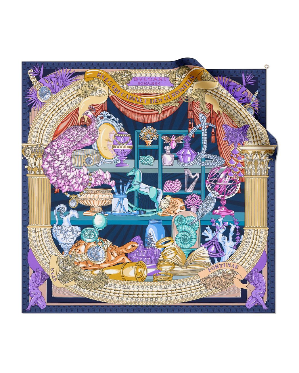 BVLGARI Blue Silk Curiosity Scarf