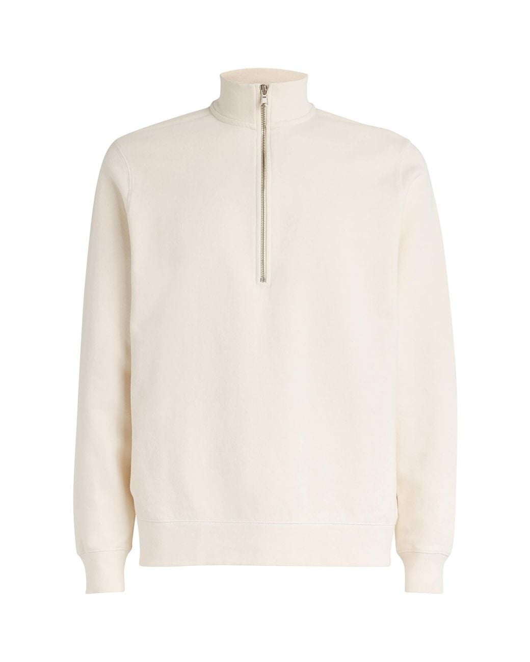 Sunspel White Cotton-Blend Half-Zip Sweatshirt for men