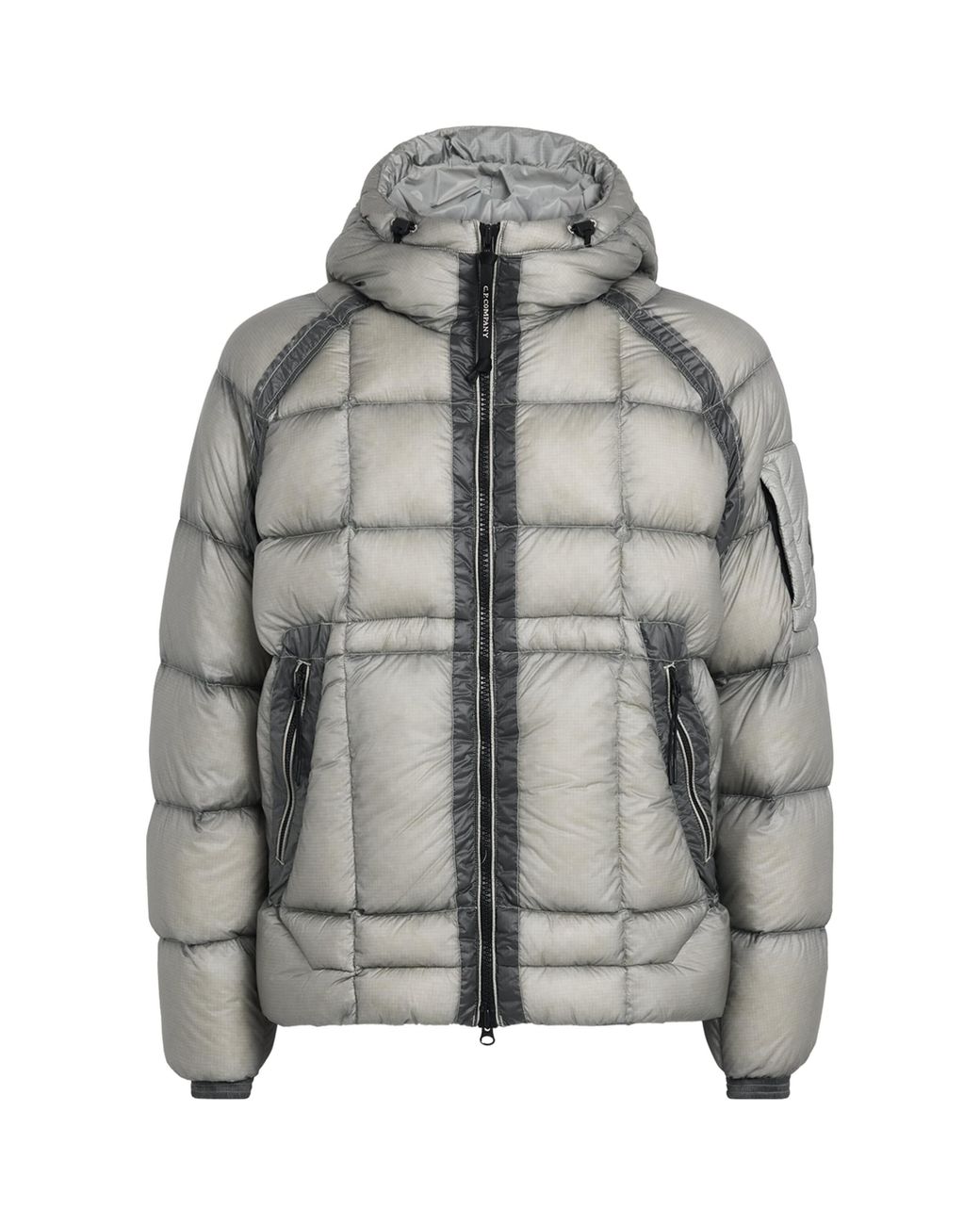 C P Company Gray D.D. Shell Hooded Down Puffer Jacket
