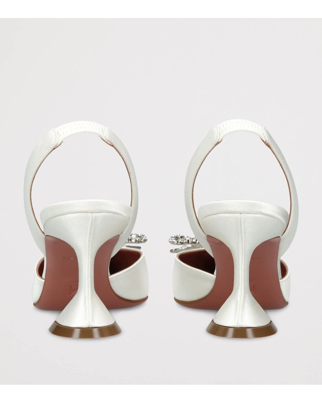 AMINA MUADDI White Satin Embellished Rosie Slingback Pumps 70