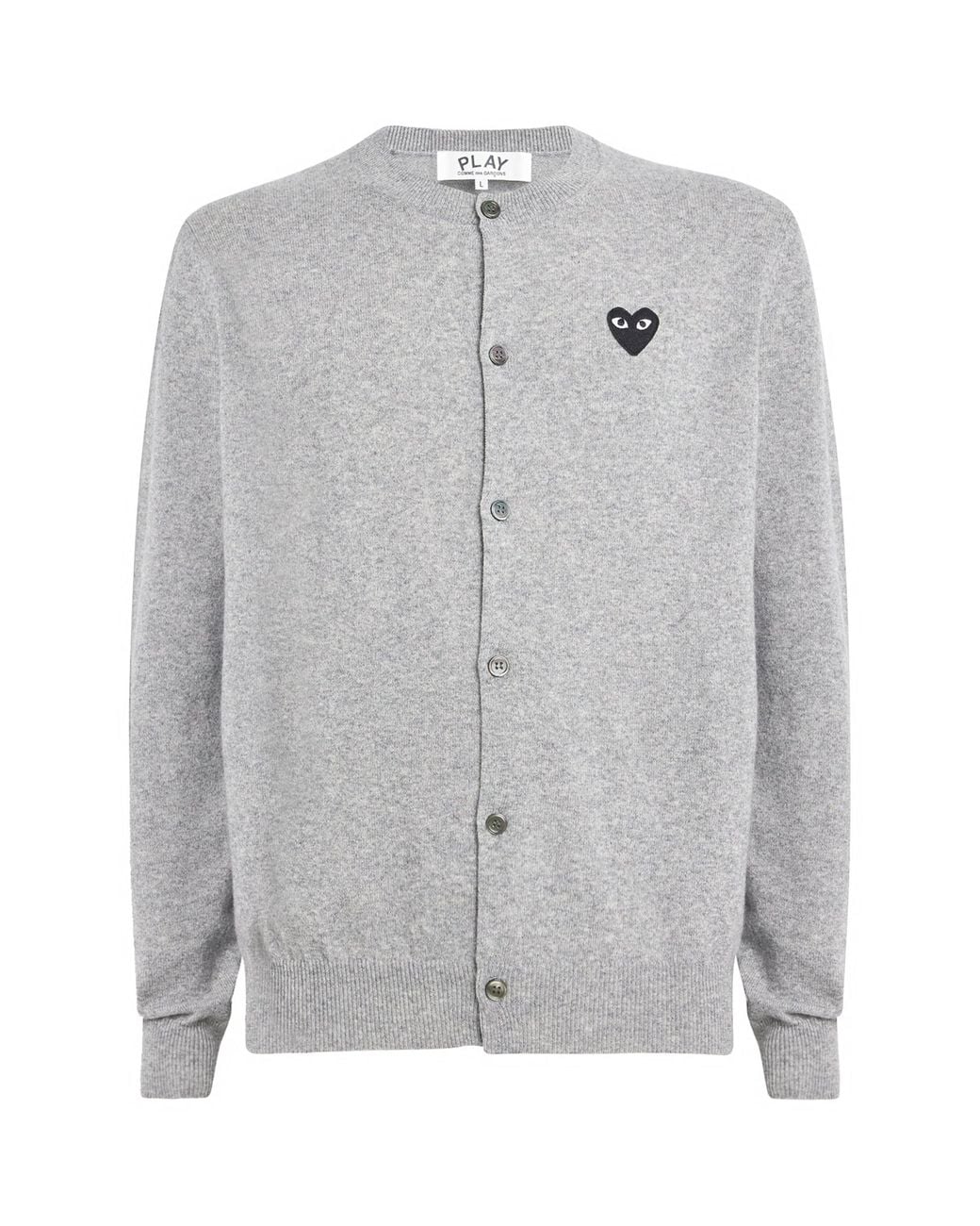COMME DES GARÇONS PLAY Gray Wool Heart Cardigan for men