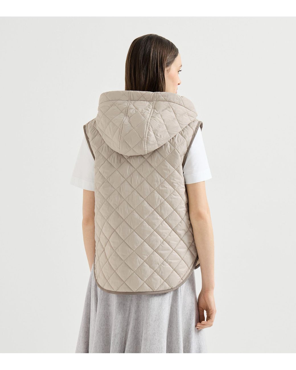 Brunello Cucinelli Natural Hooded Padded Gilet