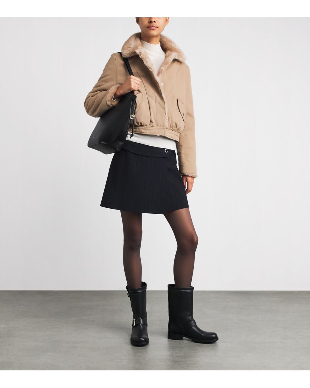 Claudie Pierlot Natural Faux Shearling Reversible Parka