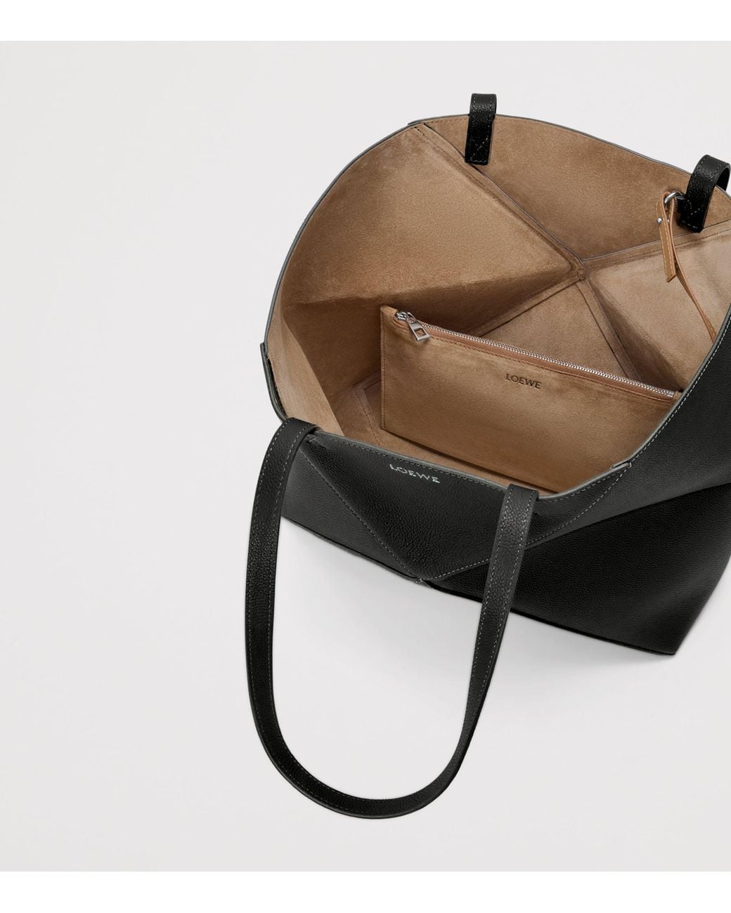 Loewe Black Medium Leather Puzzle Fold Tote Bag