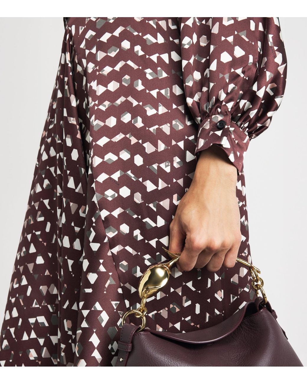 Kiton Red Silk Printed Midi Dress