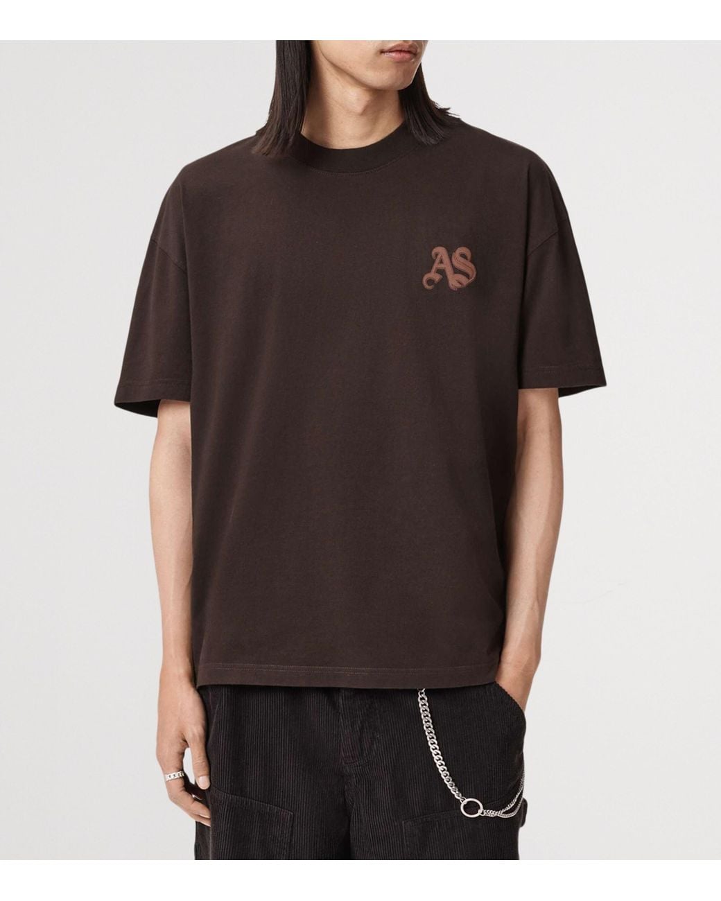 AllSaints Black Organic Cotton Icon Oversized T-Shirt for men