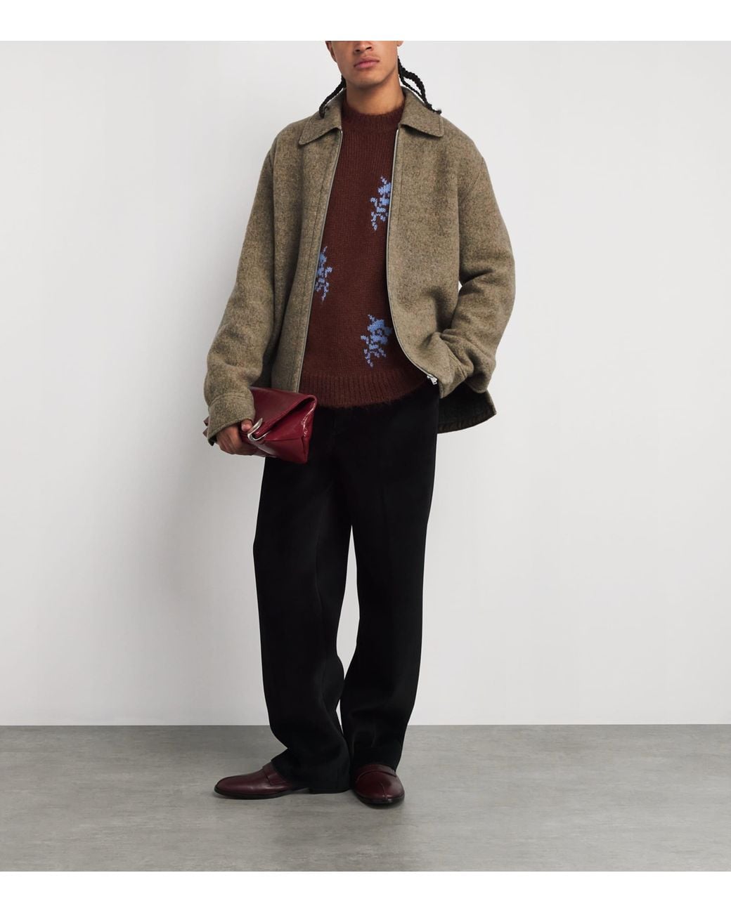 Jil Sander Brown Wool-Blend Felted Melange Blouson Jacket for men
