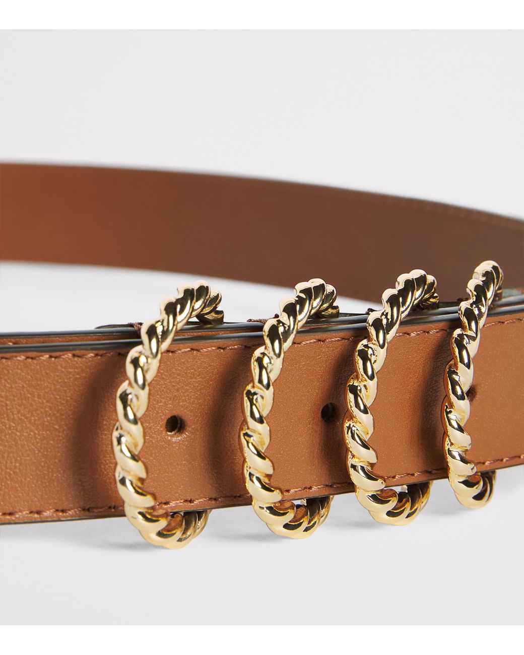 Claudie Pierlot Brown Calfskin Ring-Detail Belt