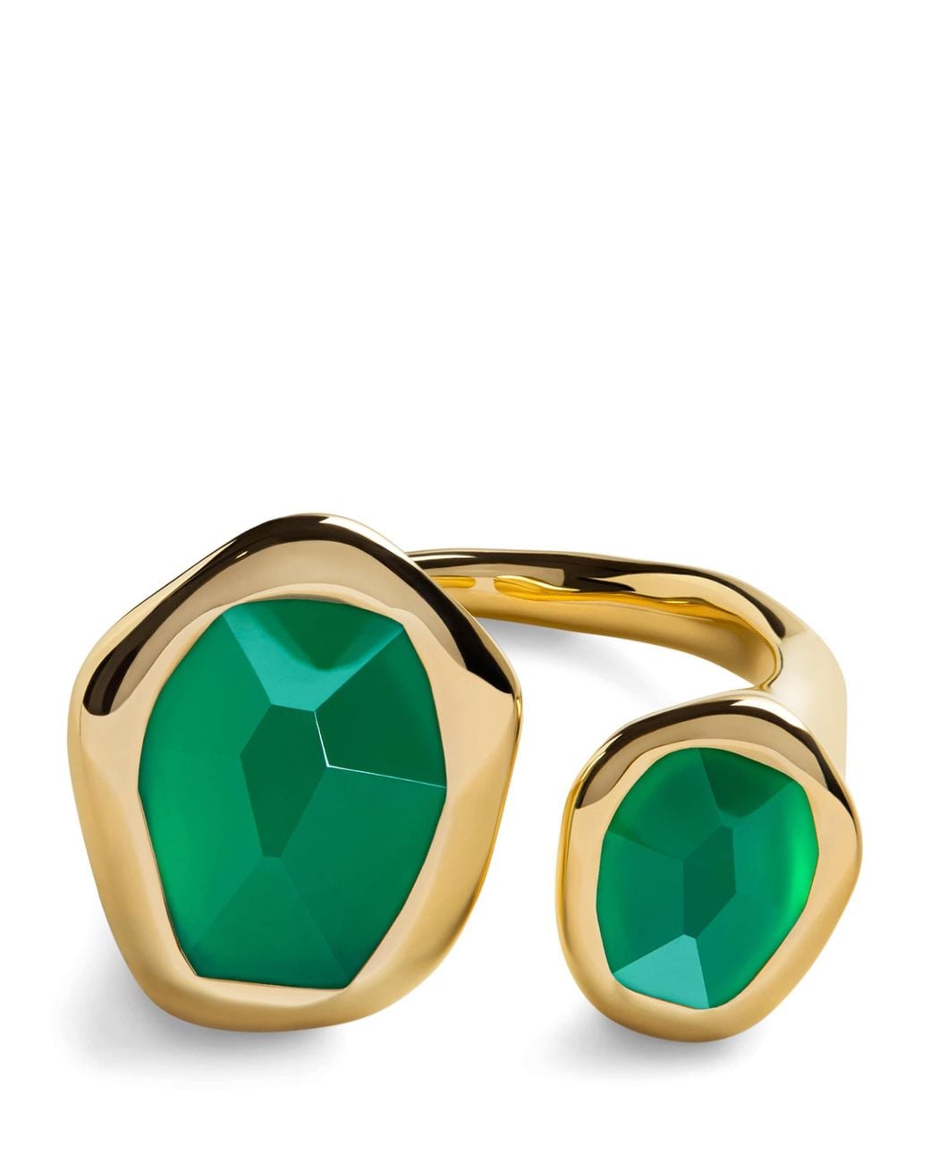 Monica Vinader Green Vermeil And Onyx Open Ring