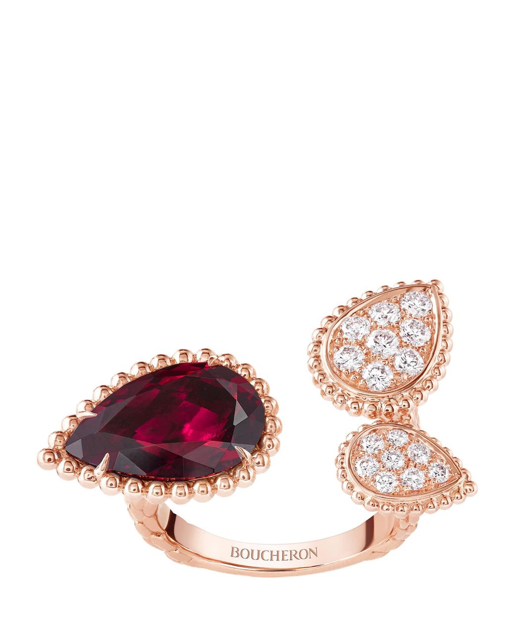 Boucheron Pink Rose, Diamond And Garnet Serpent Bohème Ring